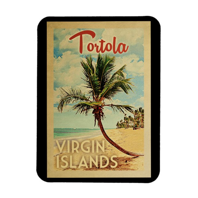 Tortola Magnet Handflatan Träd Vintage resor (Vertikal)