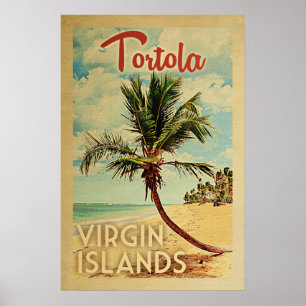 Tortola palmträdvintage resor poster