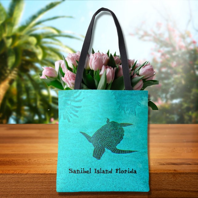 Tortuga Turtle Mosaic på Sanibel Island Florida Tygkasse (Skapare uppladdad)