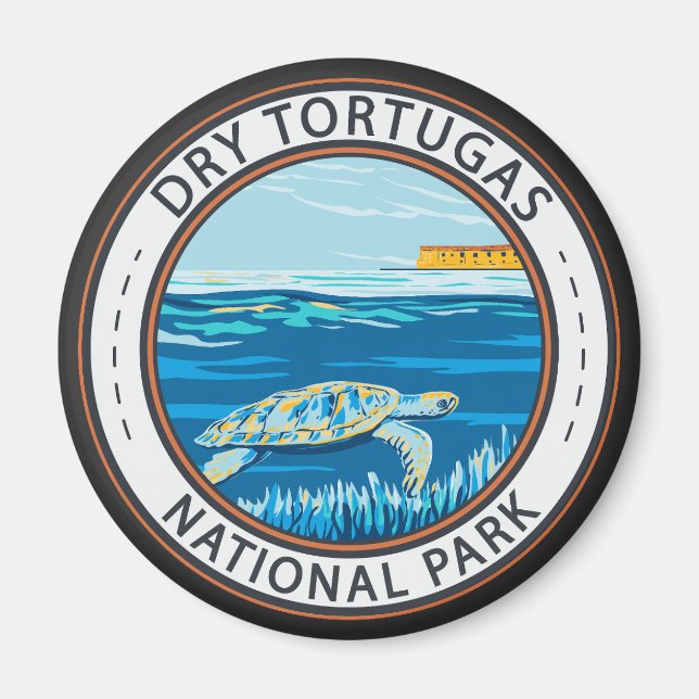 Tortugas nationalpark Turtle Badge Magnet (Framsidan)