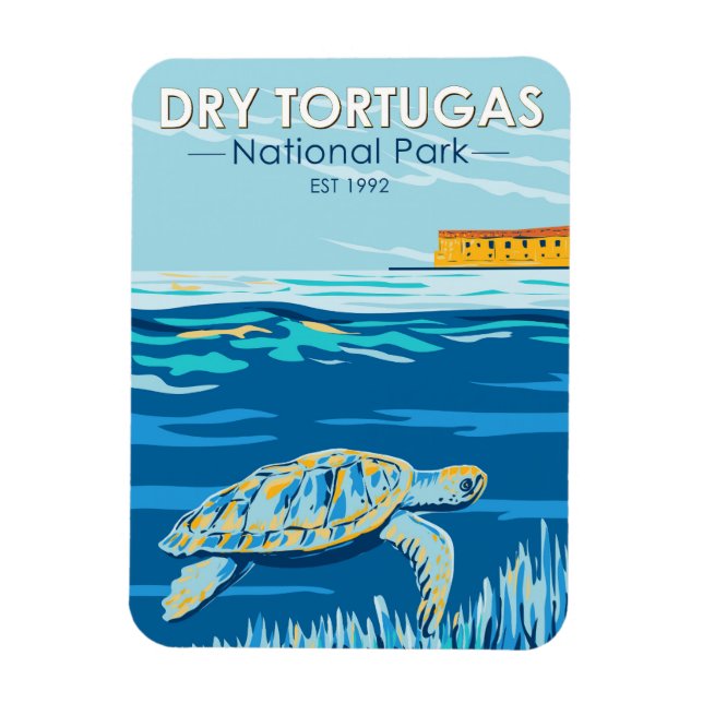 Tortugas nationalpark Turtle Vintage Magnet (Vertikal)