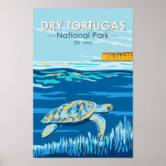 Tortugas nationalpark Turtle Vintage Poster (Framsidan)