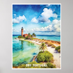 Tortugas nationalpark - vattenfärgsmålning poster