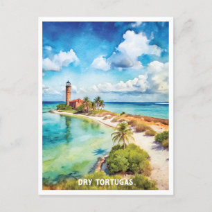 Tortugas nationalpark - vattenfärgsmålning vykort