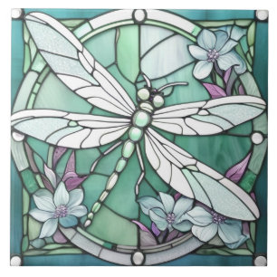 Torturkos Dragonfly Art nouveau Deco-lagat glas Kakelplatta
