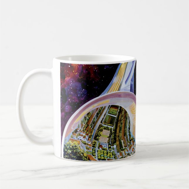 Torus rymdstation bostadskoloni konstnärskoncept kaffemugg (Vänster)