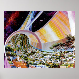 Torus rymdstation bostadskoloni konstnärskoncept poster