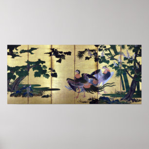 Tosa Mitsuyoshi Peafowl och Phoenixes Poster