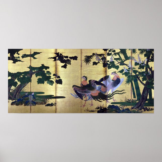 Tosa Mitsuyoshi Peafowl och Phoenixes Poster (Framsidan)