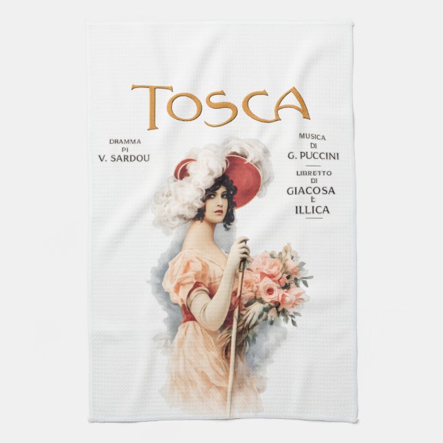 Tosca Opera Vintage - Puccini Operapostersdesign Kökshandduk (Vertikal)
