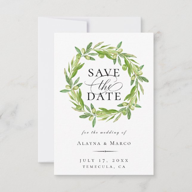 Toscan Olive WAN Save Date Meddelande (Framsida)