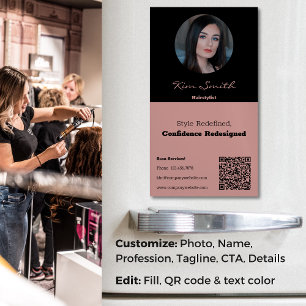 Toscana & Black Professionell Hair Stylist QR-kod Magnetiska Visitkort