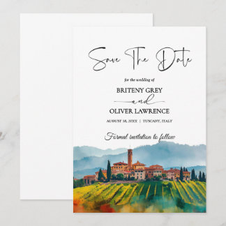 TOSCANA Italien Akvarell Skyline Spara Datumet