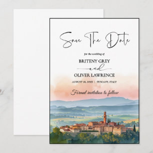 TOSCANA Italien Akvarell Skyline Spara Datumet