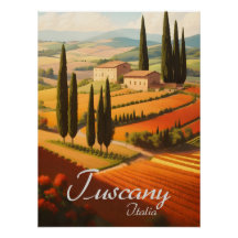 Toscana Italien Landsbygd Resa Affisch