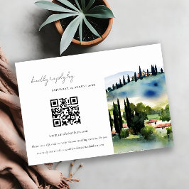 Toscana Italien Landskapsbröllop QR-kod RSVP Tilläggskort
