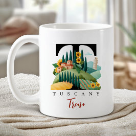 Toscana Italien Monogram Bokstav T Personligt Gåva Kaffemugg
