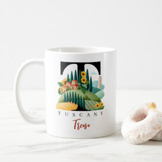 Toscana Italien Monogram Bokstav T Personligt Gåva Kaffemugg