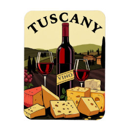 Toscana Italien Vin och Cheese Culinary Travel Art Magnet