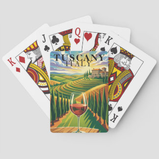 Toscana Italien Vingård Solnedgång Resa Illustrati Casinokort