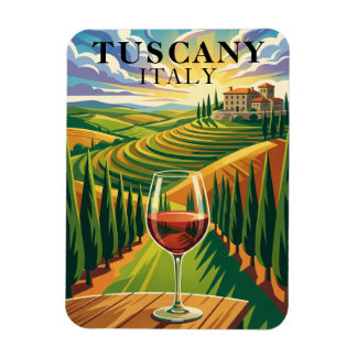 Toscana Italien vingård solnedgång resa illustrati Magnet