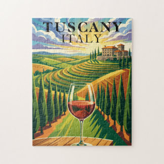Toscana Italien vingård solnedgång resa illustrati Pussel