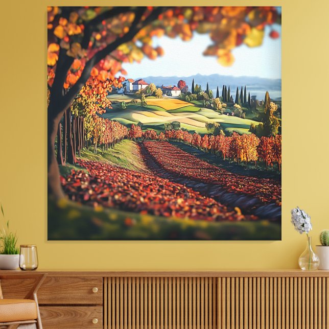 Toscana Italien Vingårdslandskap Utsträckt Canvas  (Insitu (Vardagsrum))