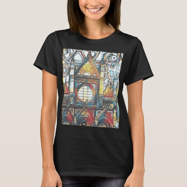 Toscana-katedralen Steampunk-konstverk T Shirt (Framsida)