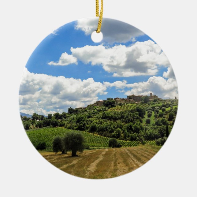 Toscana, panoramilandskap - Italien Julgransprydnad Keramik (Framsidan)