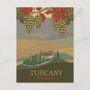 Toscana, Val d'Orcia regionen, Italien, resa Vykort