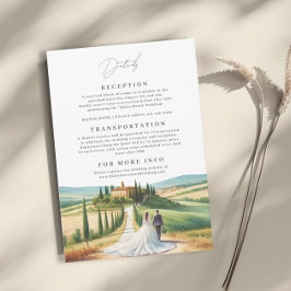 Toscana Vattenfärg Illustration Siluett Bröllop Tilläggskort
