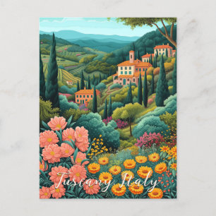 Toscanany liggande målning Italien Resor Art Vykort