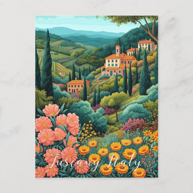 Toscanany liggande målning | Italien Resor | Art Vykort (Framsida)