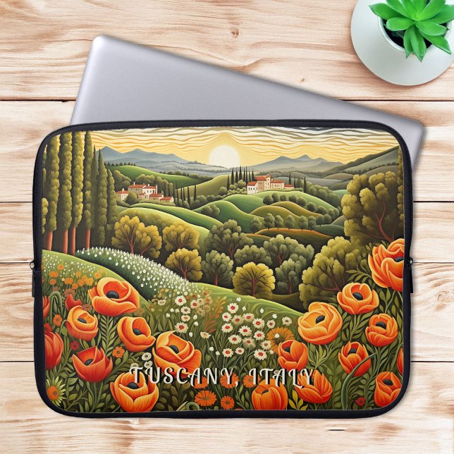 Toscanany Vår Ligcape Paeing Italien Travel Art Laptop Fodral (Tuscany Spring Landscape Painting Italy Travel Art Laptop Sleeve)