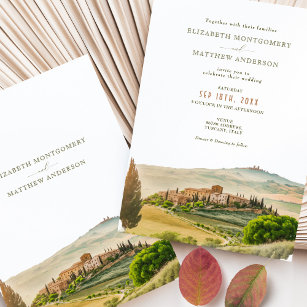 Toscanany Watercolor Italien Destination Wedding Inbjudningar