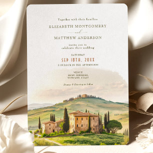 Toscanany Watercolor Italien Destination Wedding Inbjudningar