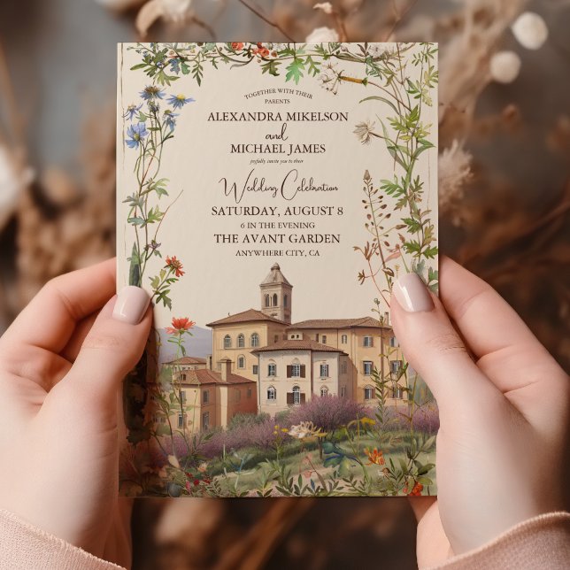 Toscanany Watercolor Italien Destination Wedding Inbjudningar (Skapare uppladdad)
