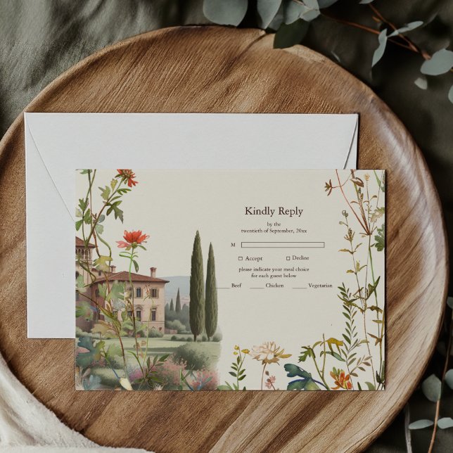 Toscanany Watercolor Italien Destination Wedding OSA Kort (Skapare uppladdad)