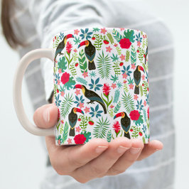 Toscaner och färgade tropiska blommor mönster kaffemugg