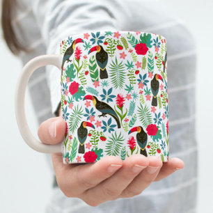 Toscaner och färgade tropiska blommor mönster kaffemugg