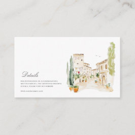 Toscanska akvarelldetaljer för italienskt bröllop tilläggskort