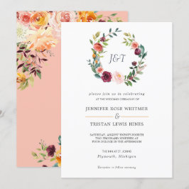 Toscanska botaniska Blommigten Wandan Bröllop Inbjudningar