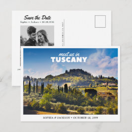 Toscanska bröllop Italien Spara datum Retro Vykort