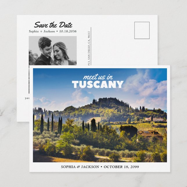Toscanska bröllop Italien Spara datum Retro Vykort (Fram/baksida)