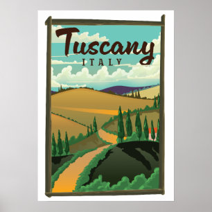 Toscanska Italiens reseaffisch Poster