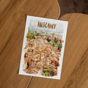 Toscanska Italiens vattenfärgsvy Vykort
