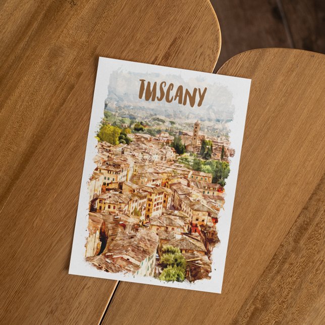 Toscanska Italiens vattenfärgsvy Vykort (tuscany italy watercolor view postcard)