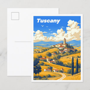 Toscanska Italiens Vintage Illustration Travel Vykort