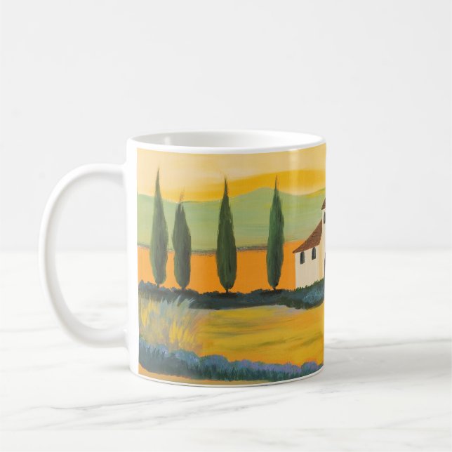 Toscanskt landskap, privat målare, akrylplåster kaffemugg (Vänster)