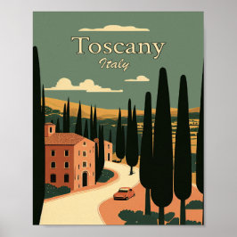 Toscany Italien Minimalist Vintage resor Poster